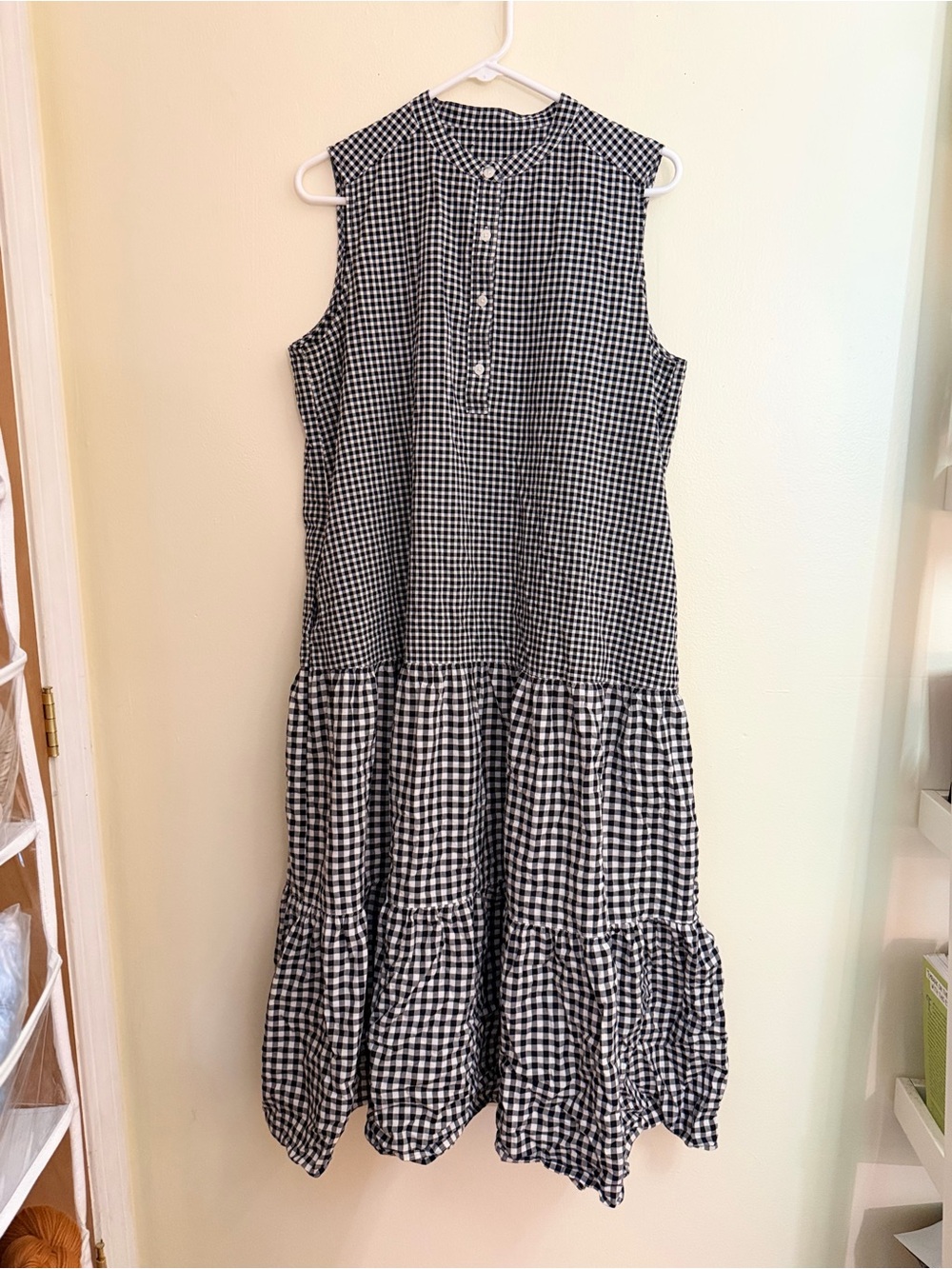 Black & White Gingham Tiered Dress